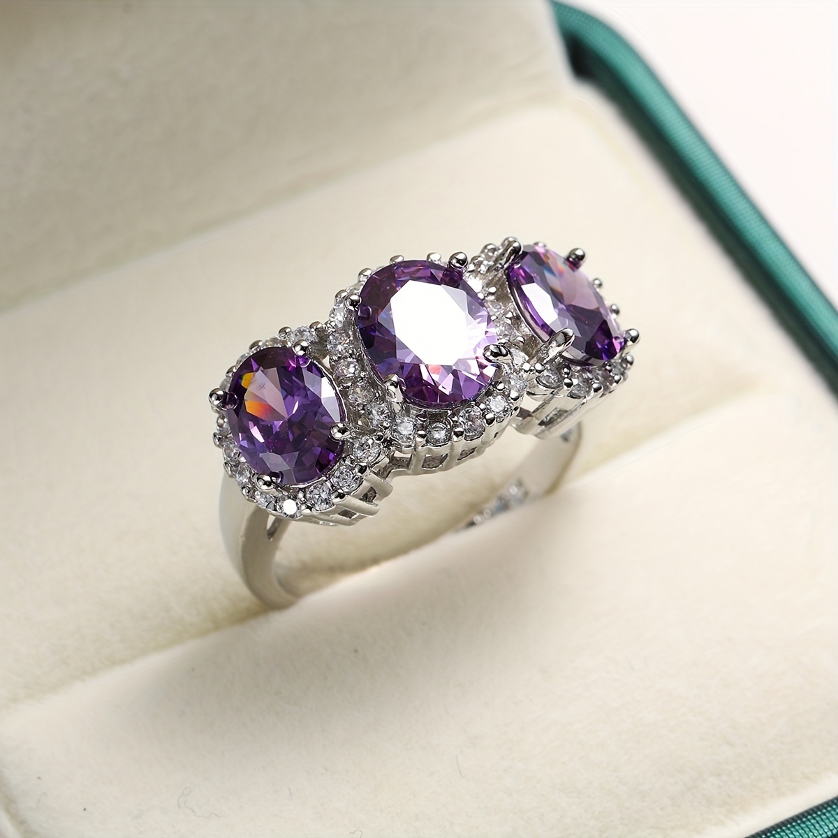 Light Purple Zirconia Proposal Ring